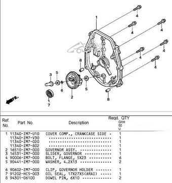 Honda Parts | GXH50 | Crankcase Side Cover