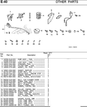 Honda Parts | GXH50 | Other Parts