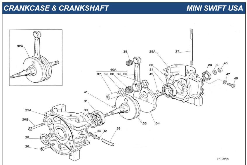 IAME Parts | Mini Swift | Mini Swift Crankcase & Crankshaft